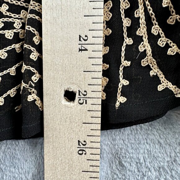 SOFT SURROUNDINGS Embroidered Midi Skirt Women’s Size M Black Tan Pleated Office - Picture 4 of 12